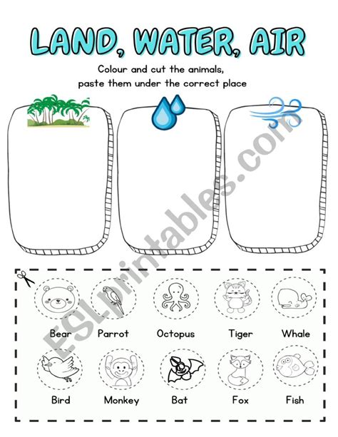 LAND, WATER and AIR WORKSHEETS (Free .